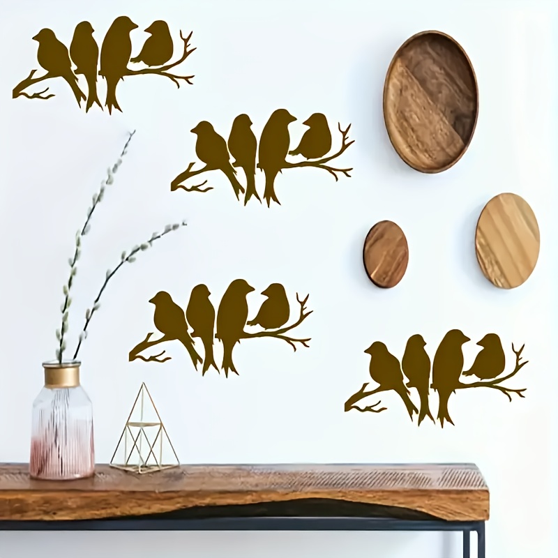 A4 Size Botanical Design Stencil with 1 Branch and 4 Birds