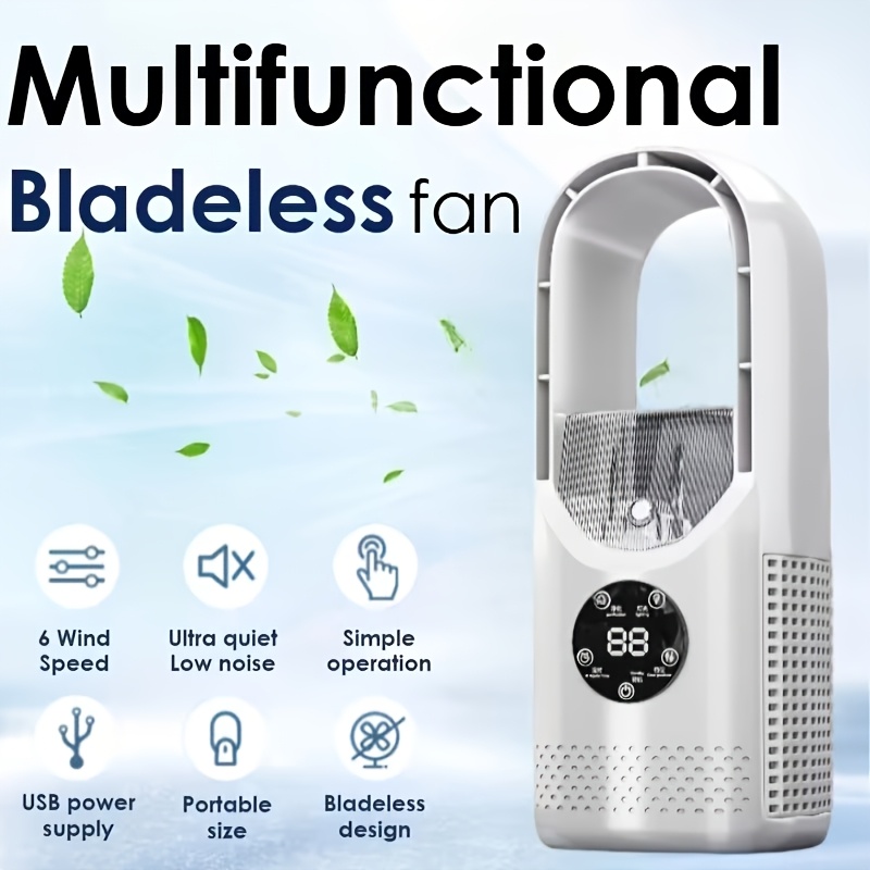TEMU Portable Air Cooler Fan, Usb Tower Fan, Quiet, Blade-less, High-powered, Desktop, Home Use, , Timer, And Smart Shut-off