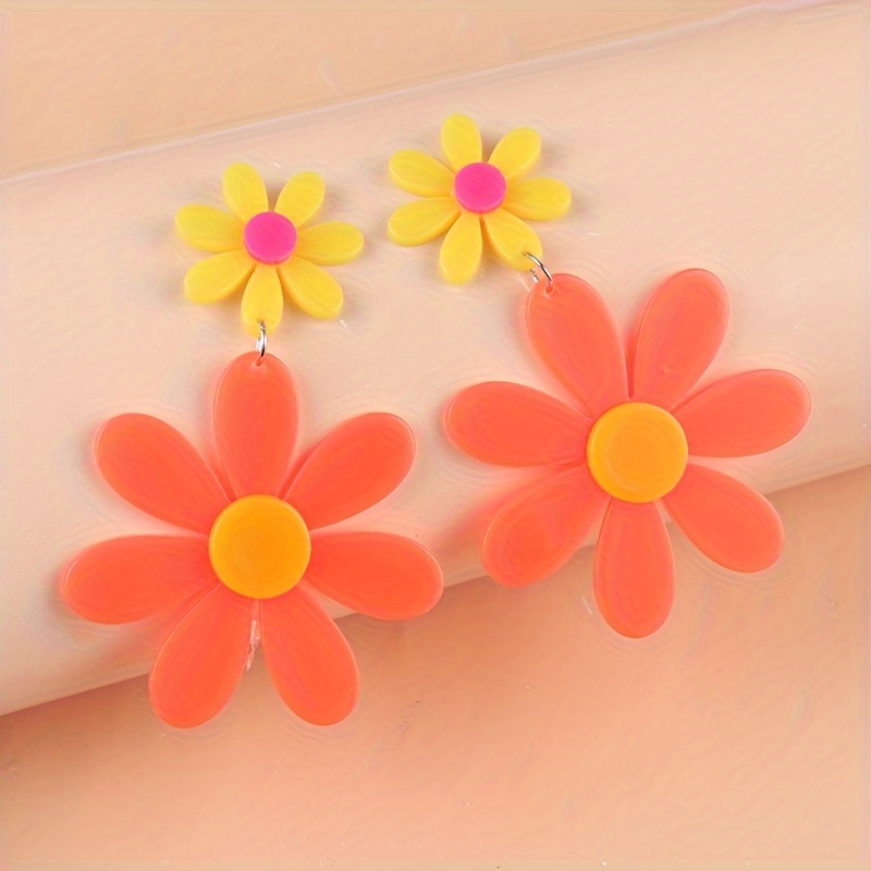 Women's Fluorescent Sunflower Acrylic Dangle Earrings