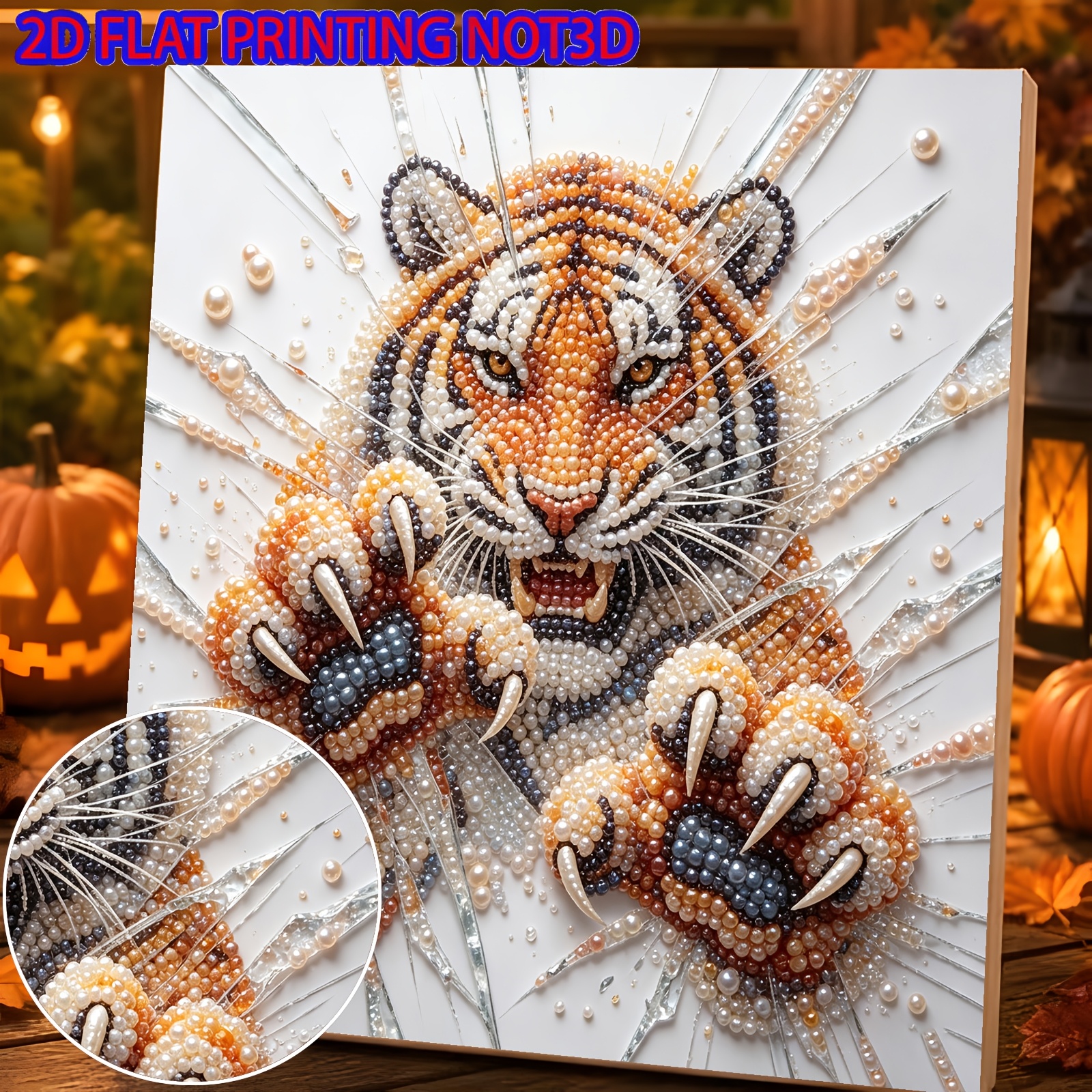 TEMU 2d Flat 1pc Wind Element Pearl Diamond Painting, Frameless Diy Handmade Rhinestone Sticking Creative Diamond Painting Kit, Christmas Pearl Art