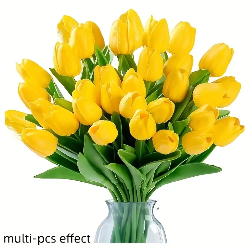 6 sträuße künstlicher frühlings tulpen in gelb –