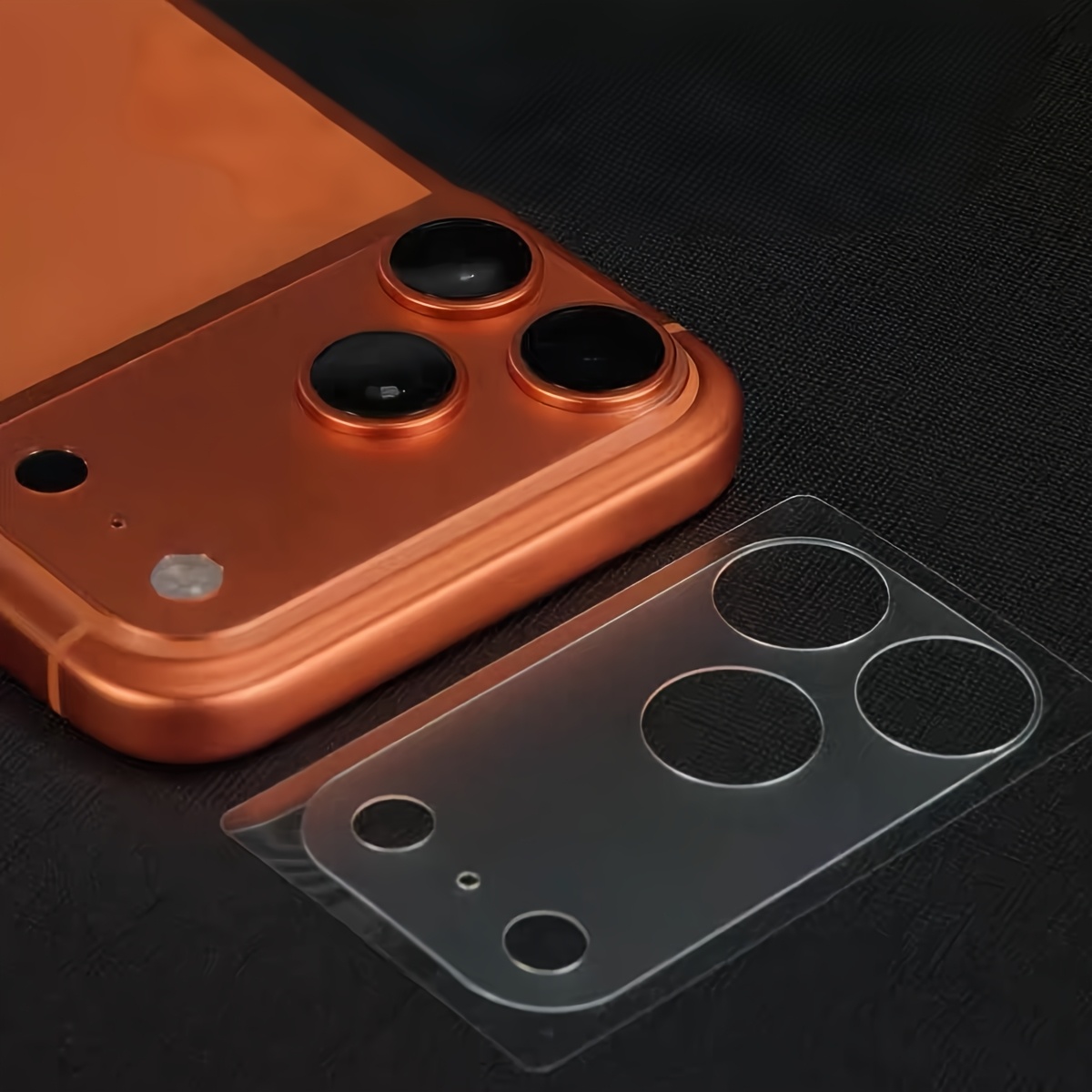 TEMU 2pcs Mobile Phone Camera Lens Bottom Seat Protective Film Suitable For Iphone17promax/17pro/17/air, Pet Material, Cut Out Flexible Transparent