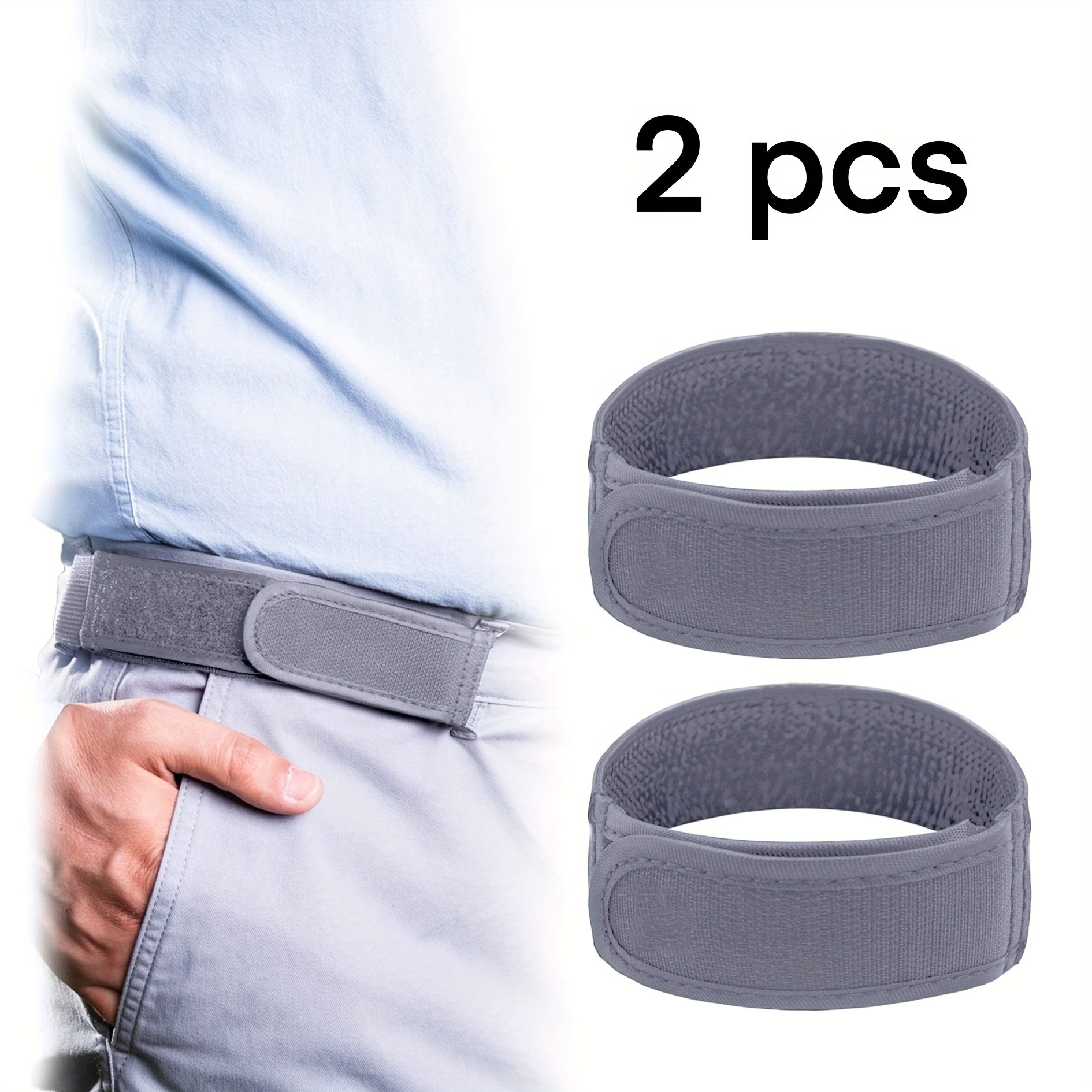 

2pcs No-buckle Stretch Belts, Adjustable Nylon With Comfort Padding, Fits Most - Sleek Gray, Waistband| Belt|stretchable Belt, Waist Belt