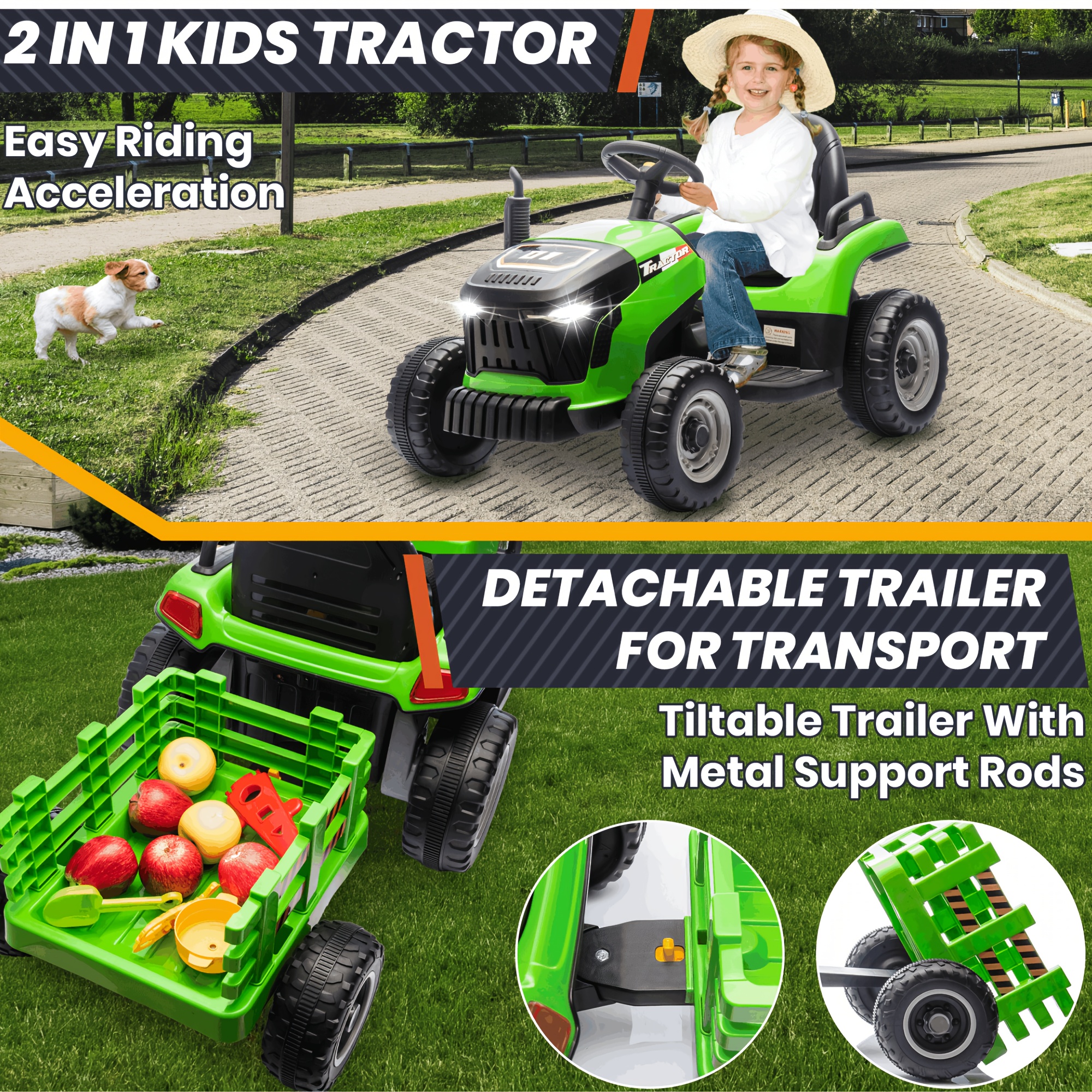 24v ride toys car kids electric ride tractor w motors Temu