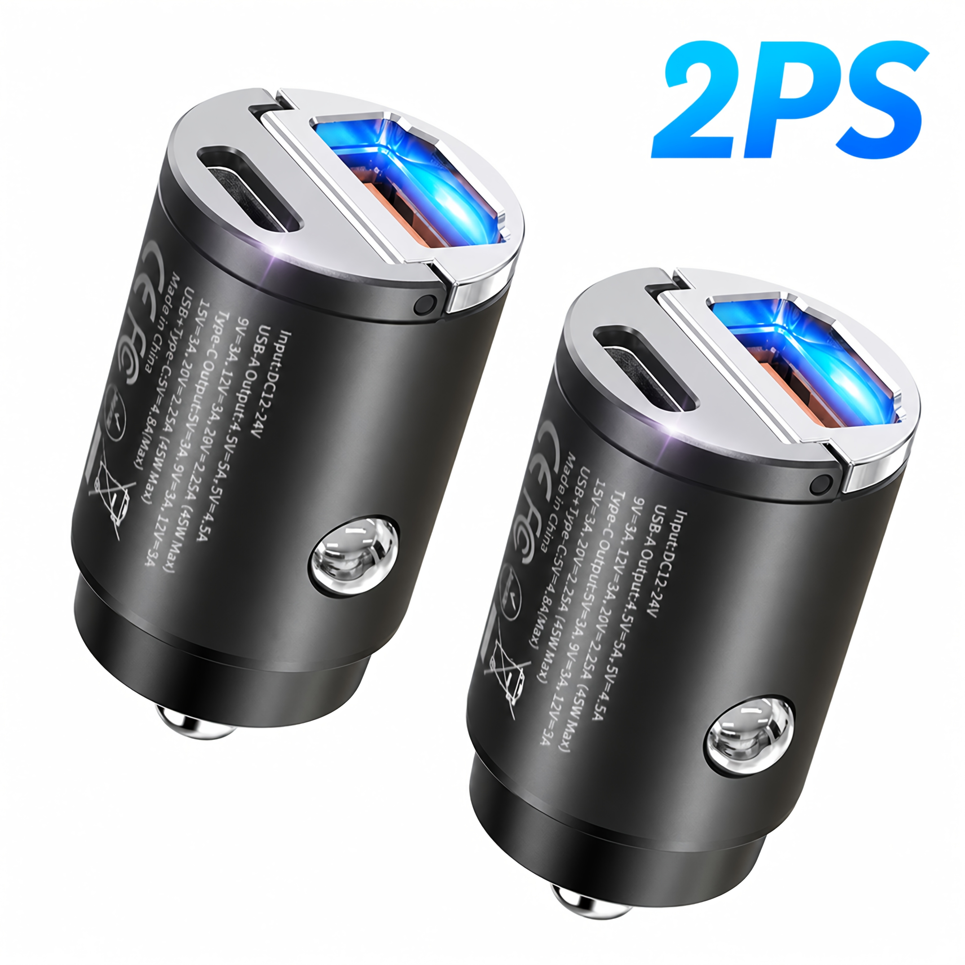 TEMU 2 stuks Auto-oplader USB C, 90W USB-oplader PD+QC Adapter, Auto-accessoires Cadeaus Mini USBC Auto Snellaadadapter USBC Type C 12V Stekkerdoos,