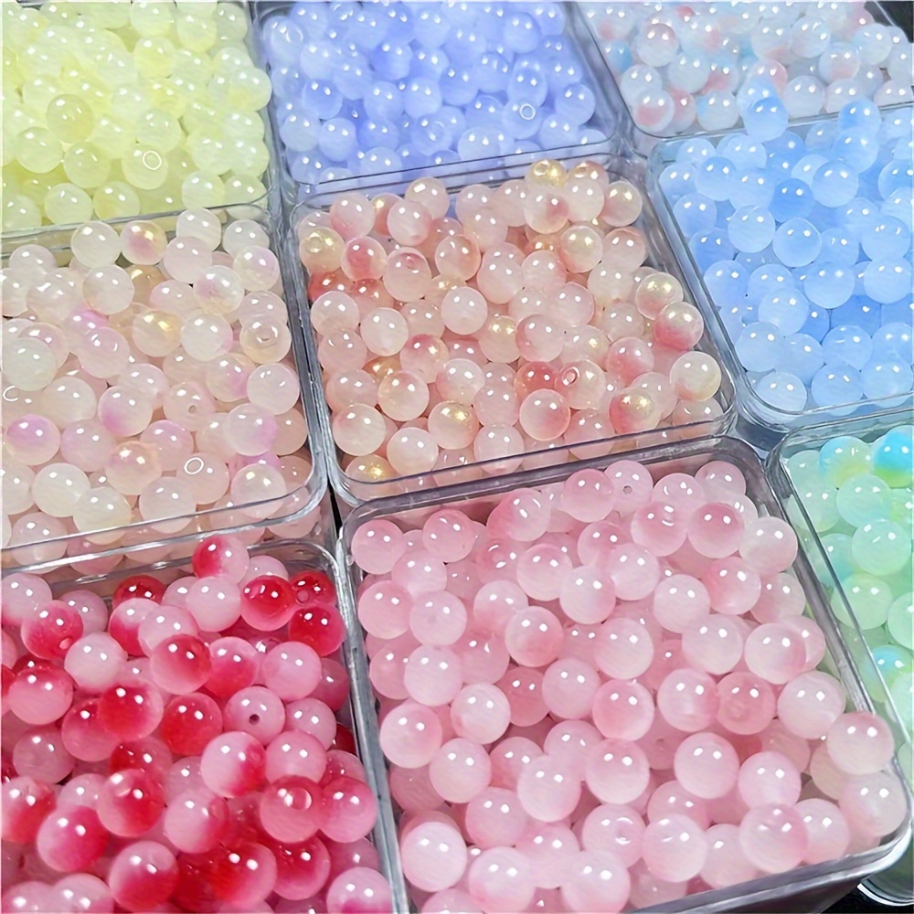 

200pcs 8mm Glass Multi-color Round Loose Beads, Perfect For Necklace Bracelet Keychain Jewelry Making