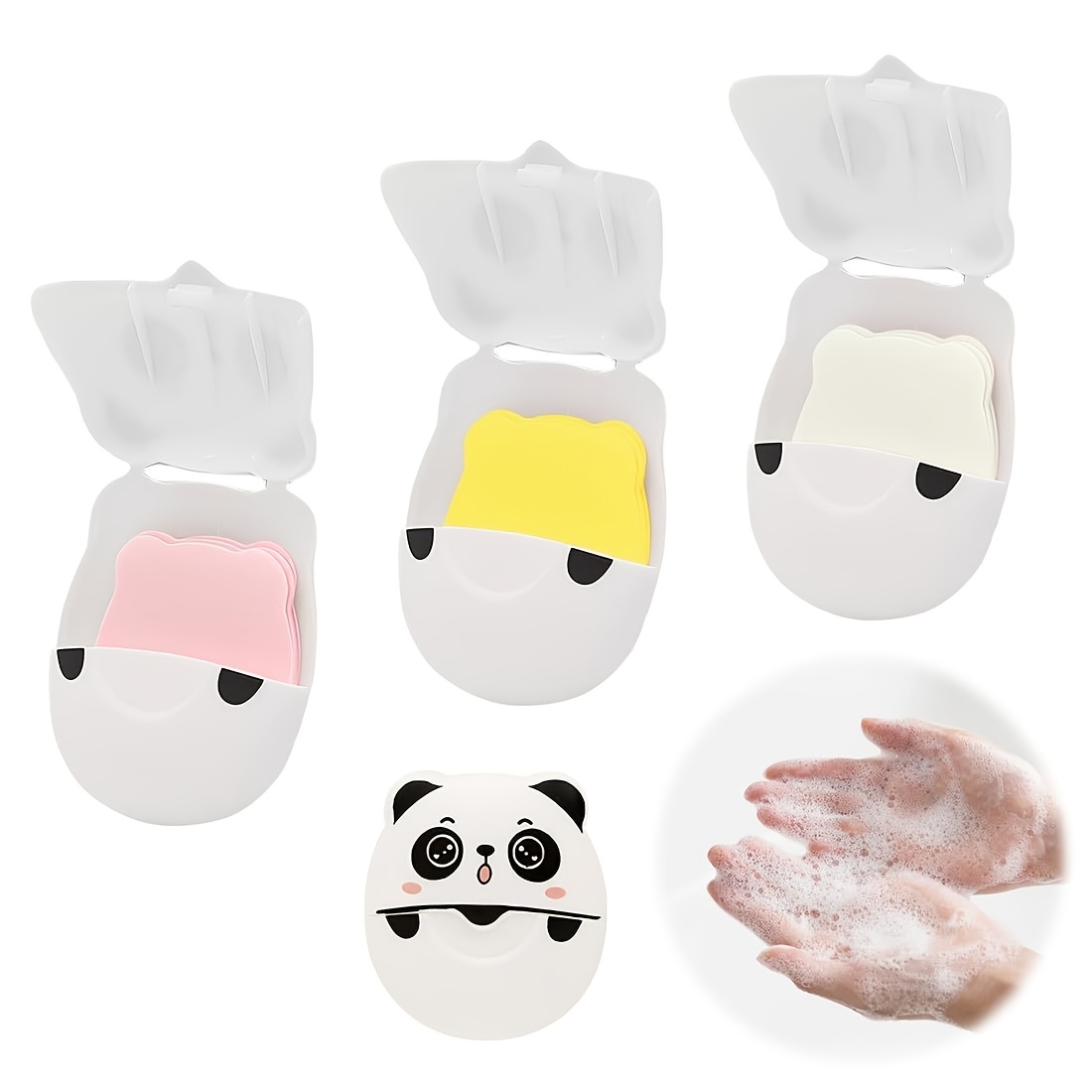 3 Boxes (150pcs) Paper Soap, Portable Soap Sheets Paper, Soap Sheets For On The Go, Small And Easy To Carry, Panda Pattern, Fragrance, For On The Camp Outdoor Hiking