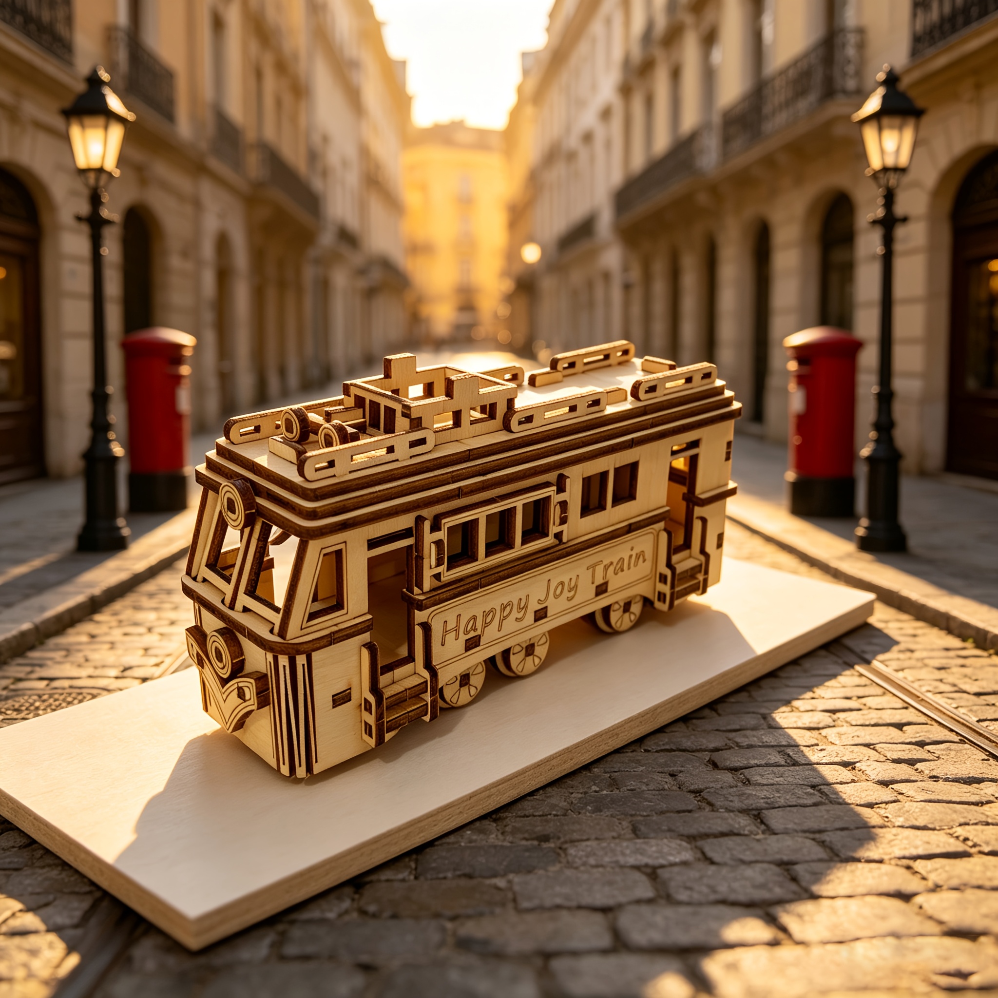 Vintage Wooden 3D Tram Puzzle