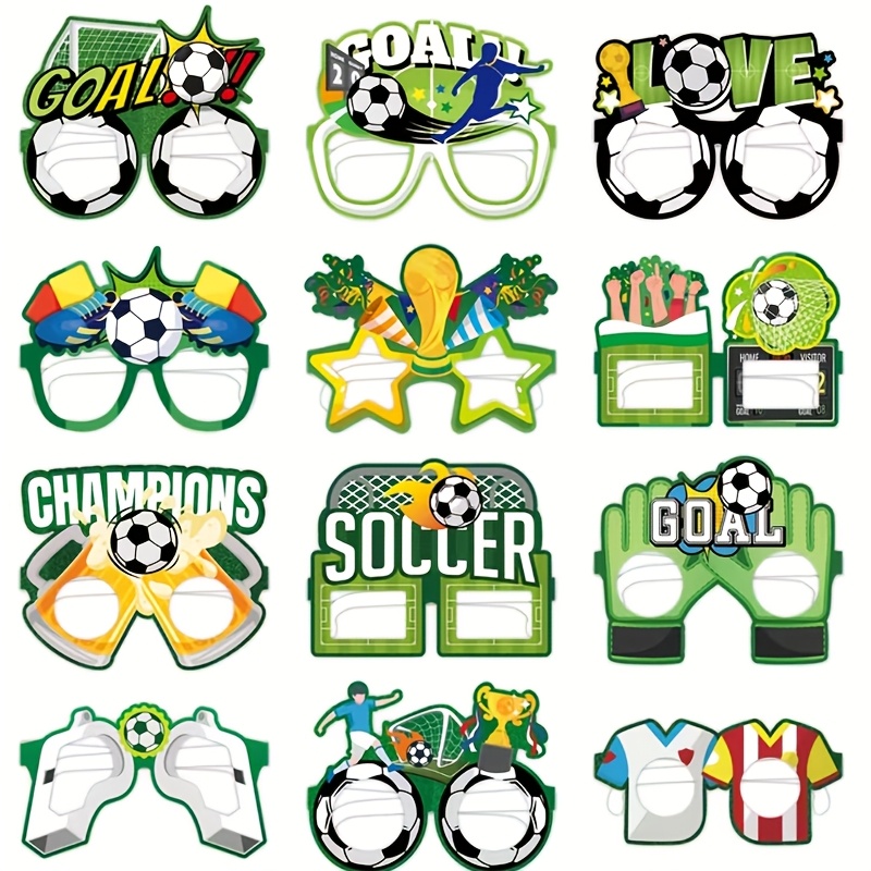 Image of Soccer Event 2026 - 12pcs Of Designed Paper Glasses For Football Champions, Perfect For Sports-themed Birthday Party Photo Decorations, Perfect For Halloween & Christmas