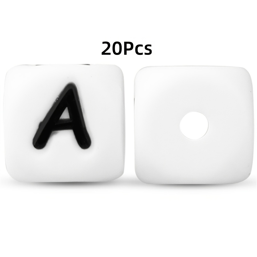 TEMU 20-delige set siliconen letters van 12 mm, doe-het-zelf, armband, ketting, kralenpen, decoratieve kralen