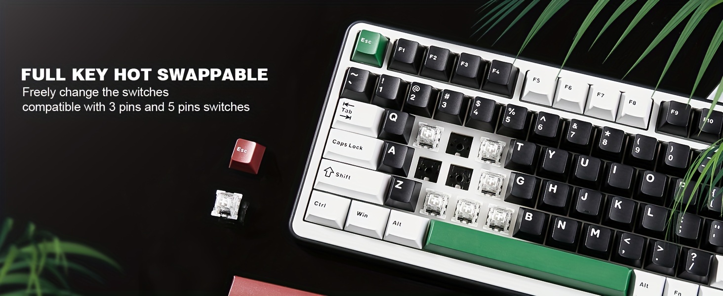 b75 gaming keyboard 75 with rgb hot swappable mechanical switches ergonomic gasket mount and multi wireless type c 2 4 details 5