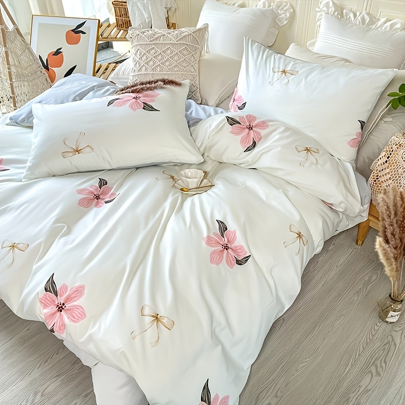 3pcs Country Floral Duvet Cover Set, 1 Duvet Cover + 2 Pillowcases (no Inserts), Home & Dormitory Printed Bedding