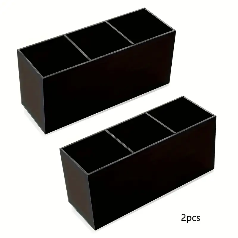 1pc makeup brush organizer with 3 compartments vanity organizer compact cosmetic storage box with brush slots for desk bathroom travel makeup brush holder for professionals home use makeup organizer for vanity acrylic material durable plastic Product details 3