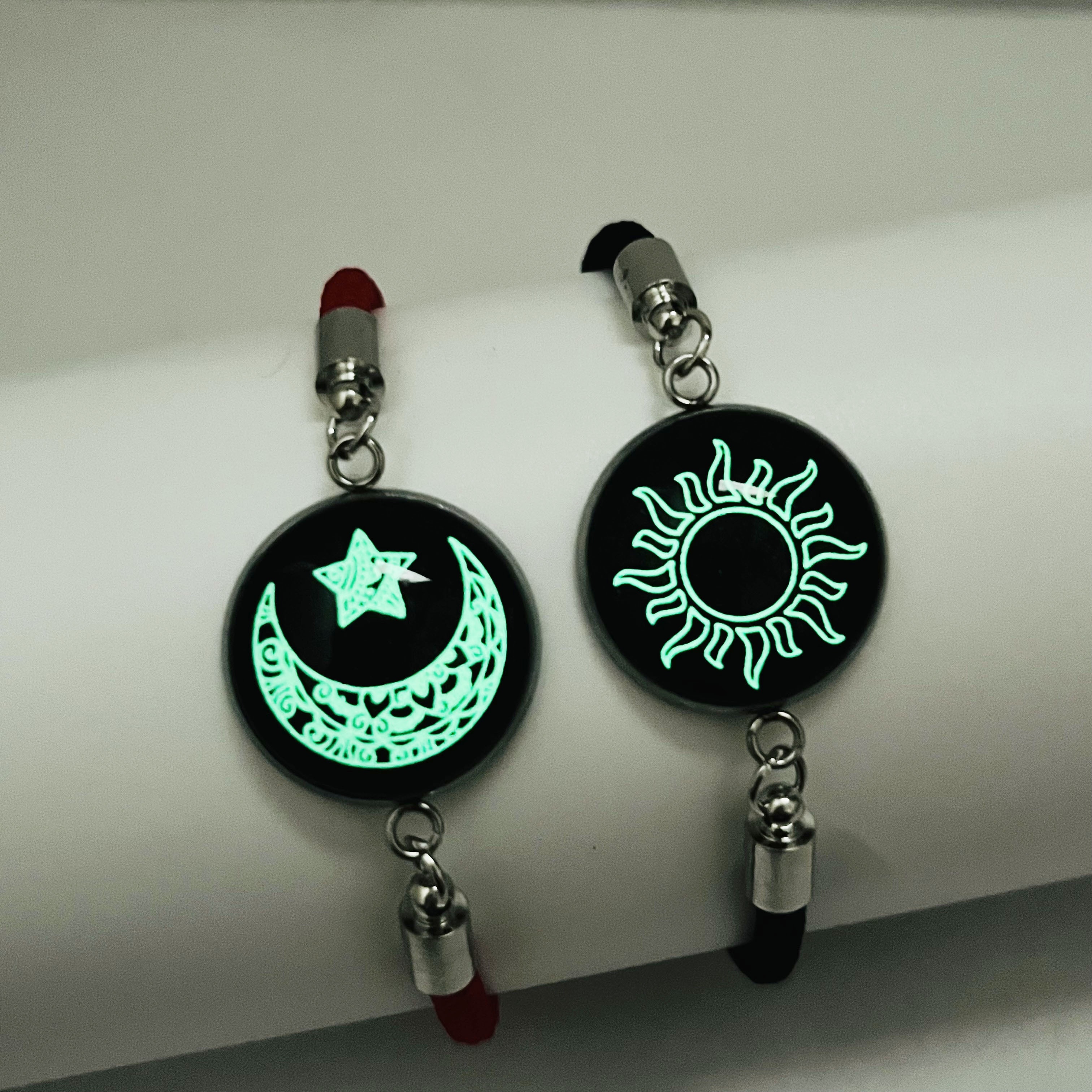 

1pair Luminous Sun And Moon Braided Bracelet, Valentine's Day Gifts, Couple Bangle, For Men And Women