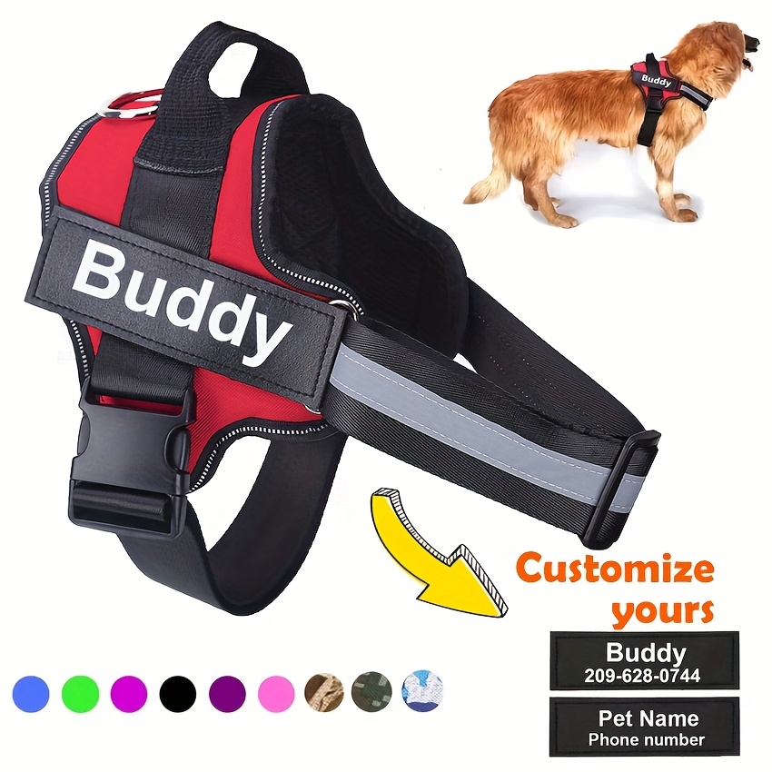 

Customizable No-pull Reflective Dog Harness - Breathable Polyester Vest With Personalized Name & Phone Number For Small To Large Dogs, Design For Outdoor Walking & Training