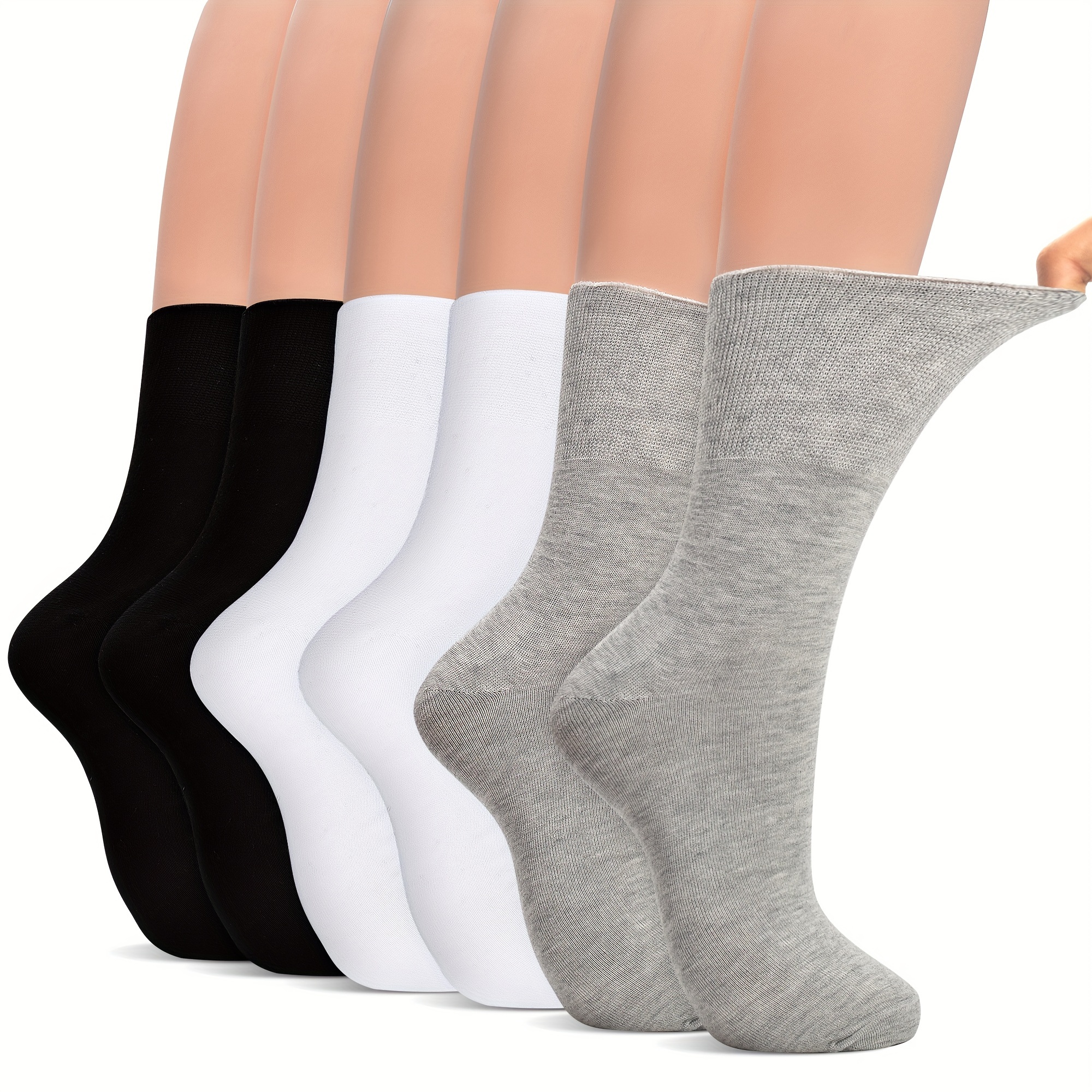 

6 Pairs Of Diabetic Socks, Loose And Elastic For Diabetic Patients And Pregnant Women, Moisture Absorption And Perspiration, Can Prevent Foot Swelling And Pain