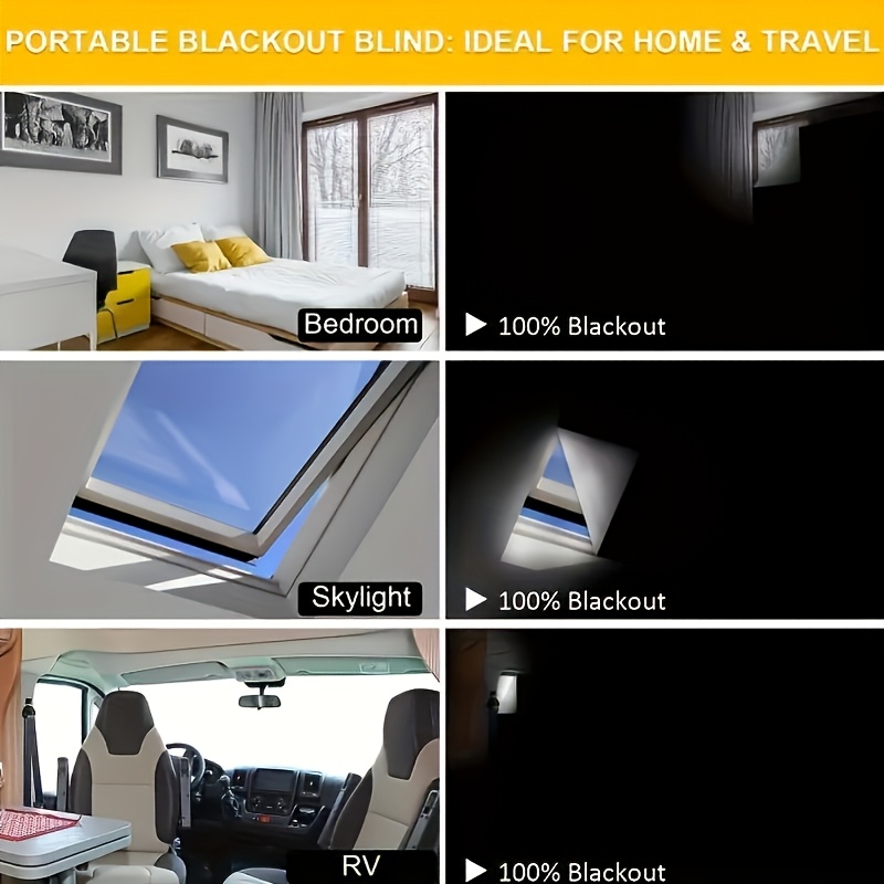 1 шт. полностью светонепроницаемой шторы, дорожные светонепроницаемые оконные шторы, портативная оконная штора для спален и общежитий, не требует установки, защита для окон и люков автодомов Детали 2