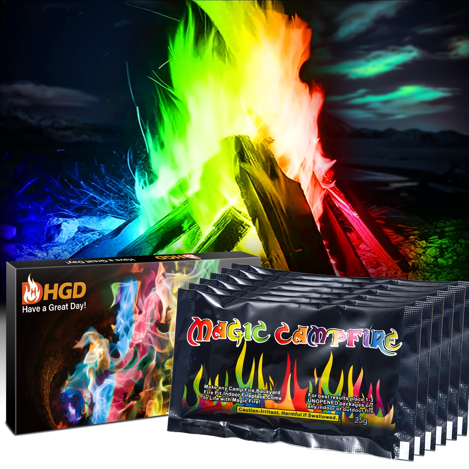 

Packets For Fire Pit - Color Changing, Magical, Vibrant For Outdoor Campfires And