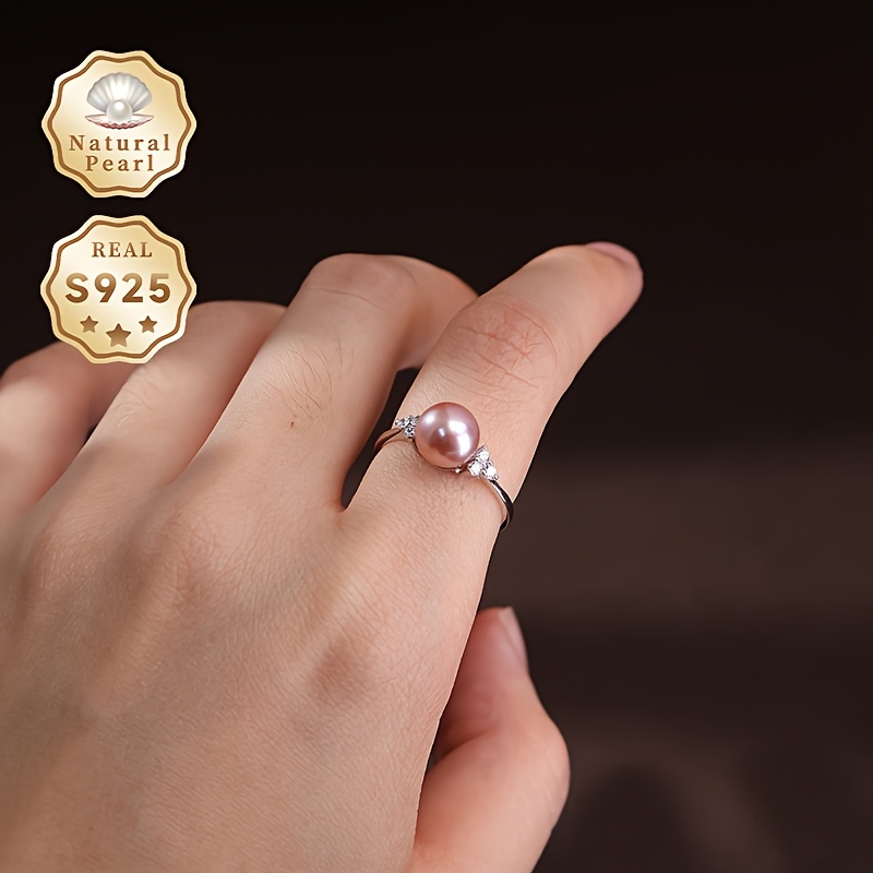 anillo perlas ajustable en plata s925 8mm Temu Colombia