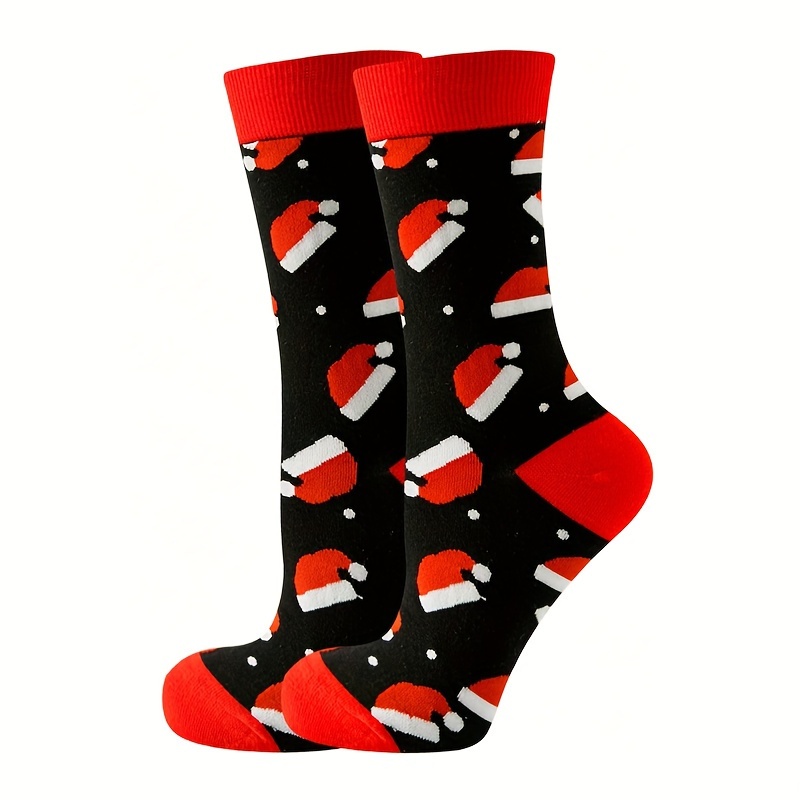 

Nektom Christmas Couple's Mid-calf Socks - Cozy Polyester & Spandex , Geometric Pattern, Holiday Gifting, Christmas Socks