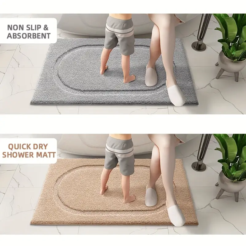 1pc bathroom rug mat soft and absorbent premium bath rug washable non slip bath mat for bathroom floor tub shower room and entryway plush rectangular floor mat Product details 0