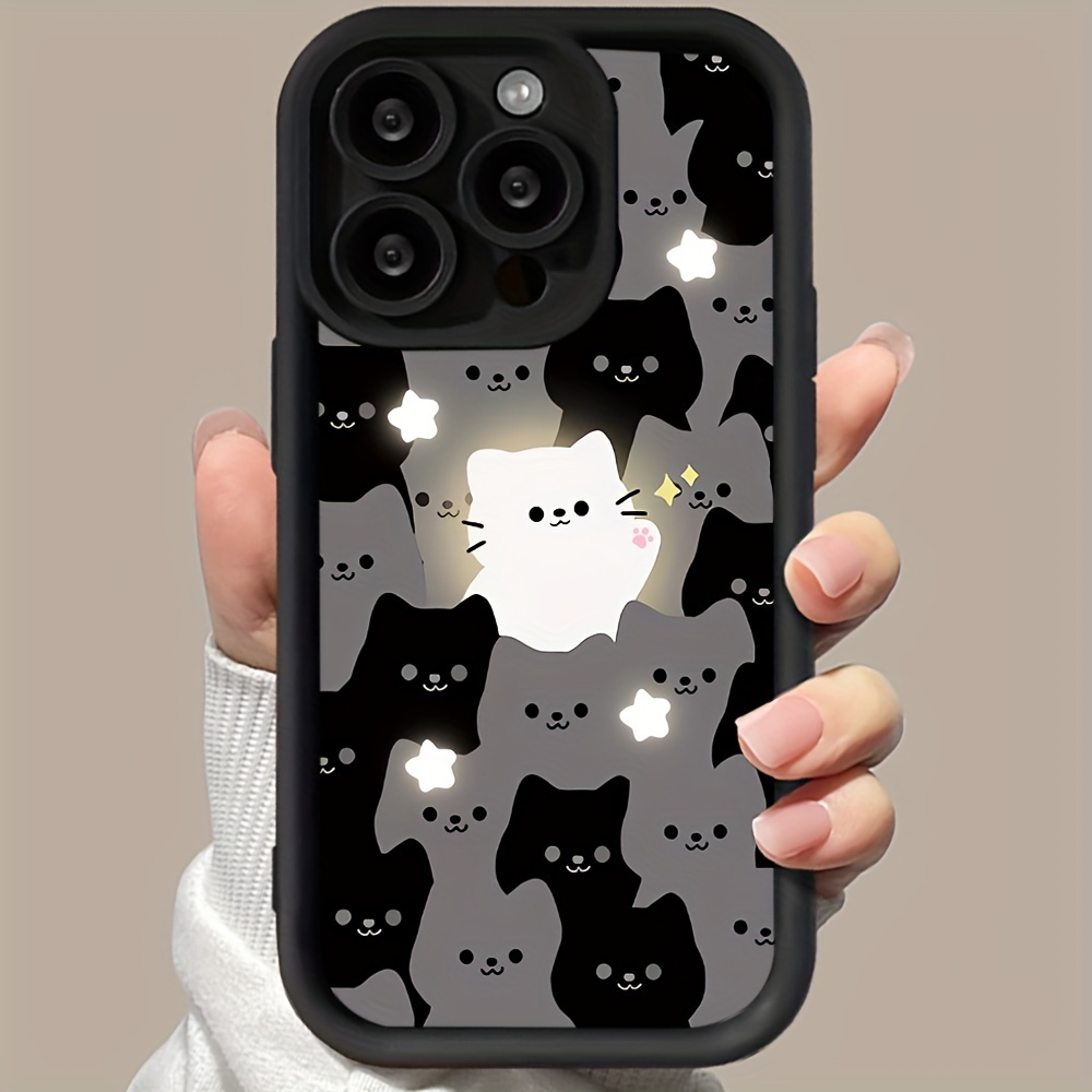 TEMU Phone Case: A Couple's Glowing Cat Tpu Pattern Case For Iphone 13 Pro Max, Compatible With Iphone 15/14/12/11 Pro, Drop-proof, Full-coverage For