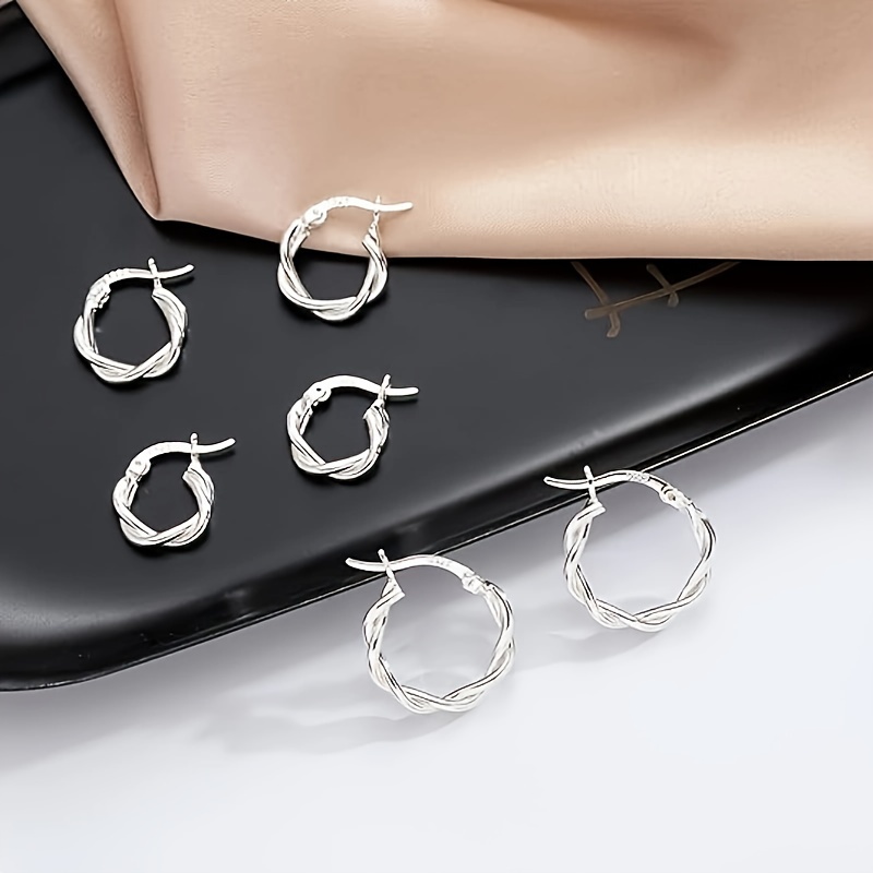 Boucles D'Oreilles En Métal Argenté - Modèle 1243 / DD - Occasion En État Parfait