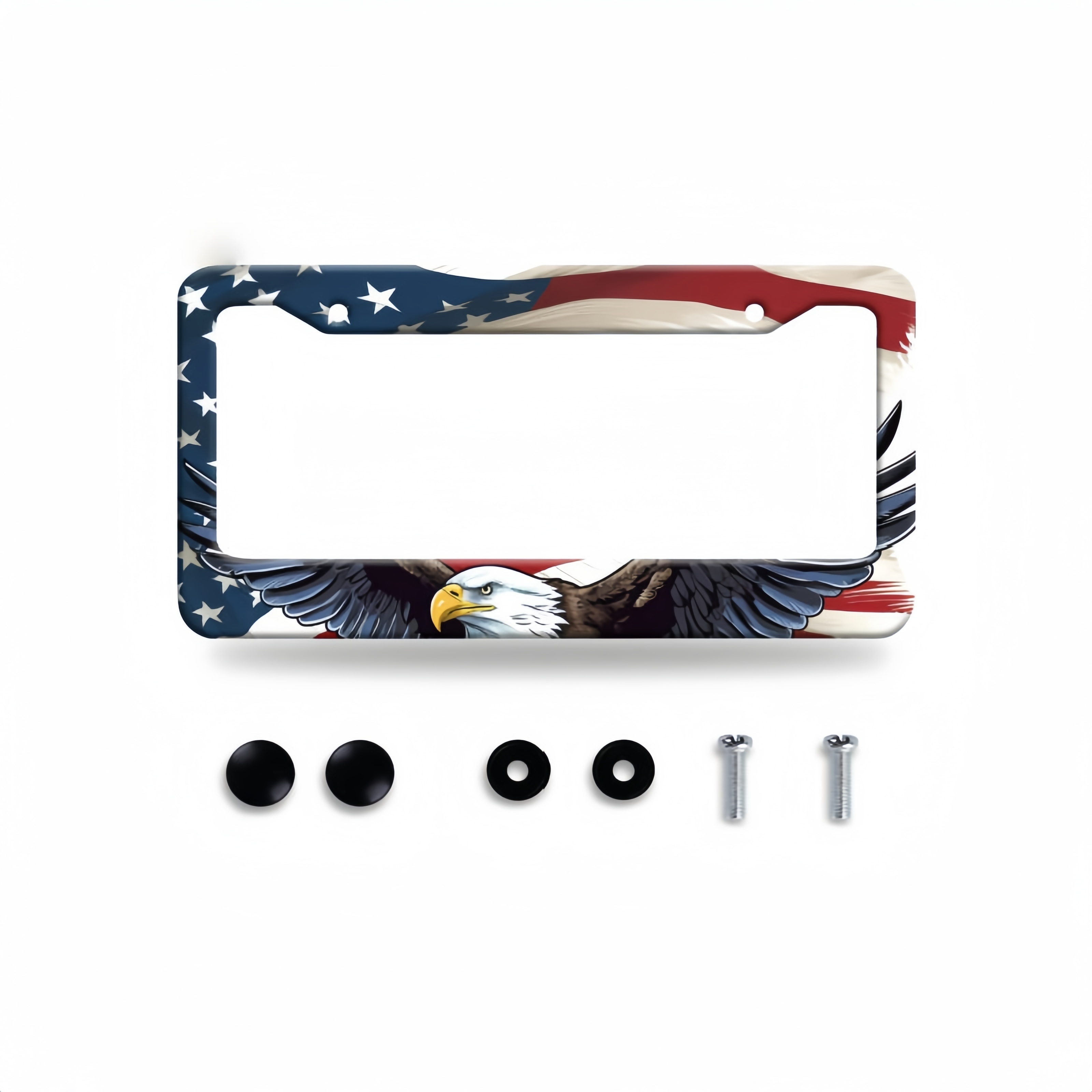 TEMU American Flag Eagle License Plate Frame Patriotic Eagle License Plate Rust-proof Auto Parts Funny License Plate Cover Decoration With Screws Size 12.3 "x 6.3" For Men Women