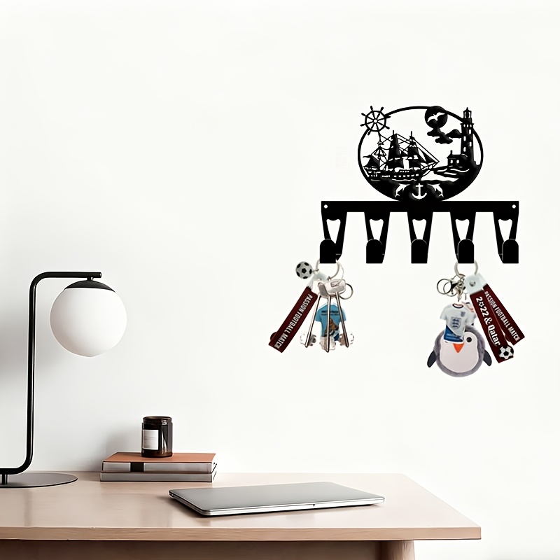 Nautical Sailboat & Lighthouse Key Holder for Wall