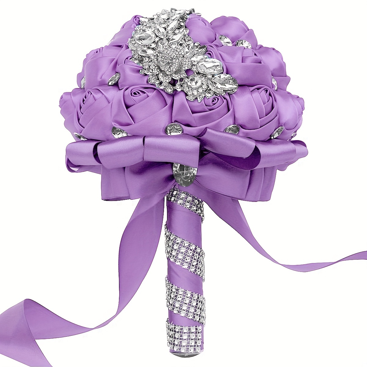 zamonaviy to'y buketi, porloq kristallar bilan, polyester va spandex, qo'lda ushlash uchun to'y gulchambari, w445 tafsilotlari 37