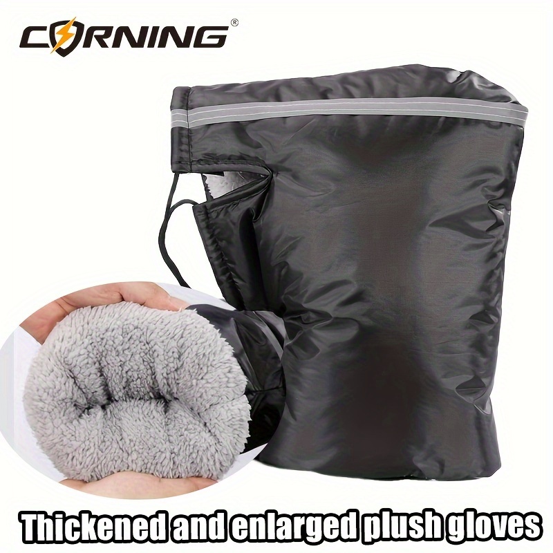 

1 Paire de Gants d'Hiver pour Trottinette Électrique CORNING - Épaissis & Élargis en Peluche, Nylon Imperméable pour la Conduite en Extérieur, Couvre-Grips de Moto avec et Résistante à l'