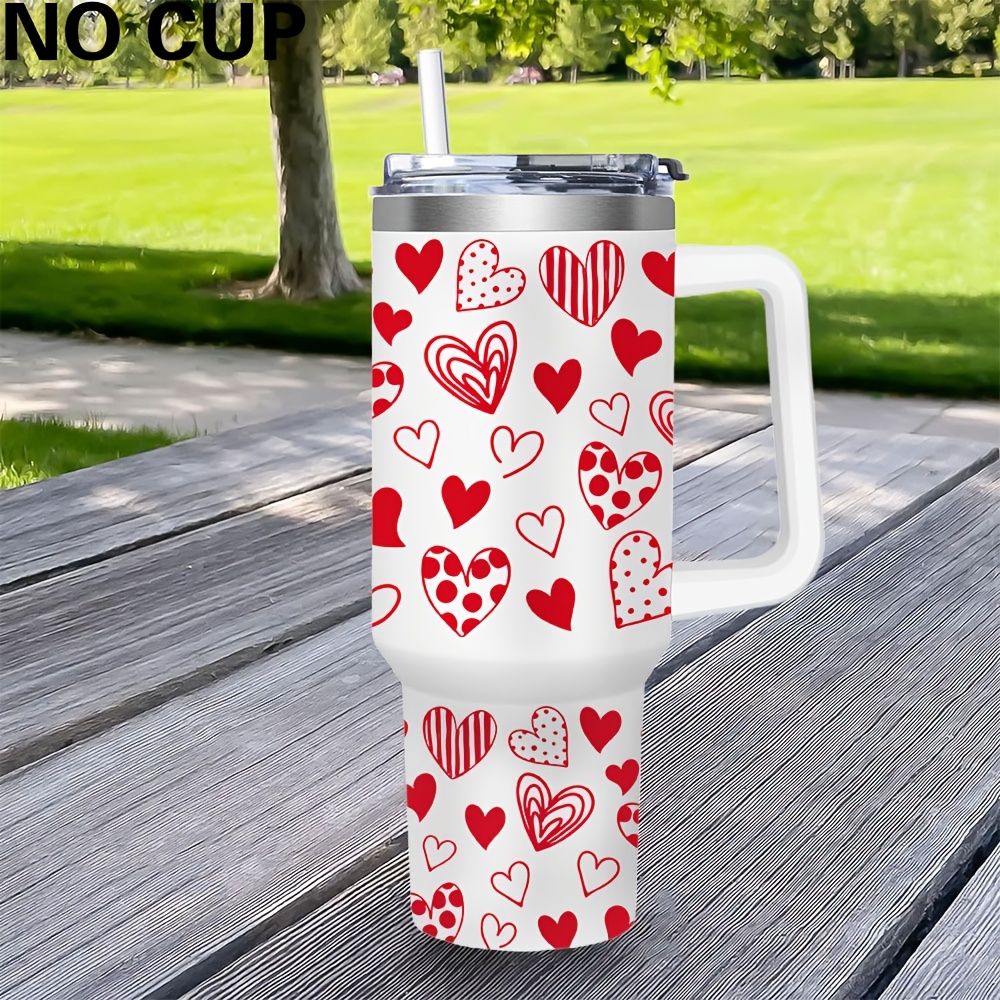 

2pcs Heart Valentine's Uv Dtf Transfer Stickers, Pvc Decorative Paper Wrap For 40oz Tumblers - Diy Cup Decal Set For Valentine's Day, Birthdays, Holidays, New Year Gifts