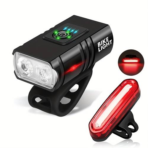 2 pack led front bicycle light usb rechargeable mtb mountain bike light bike headlight flashlight bike skateboard tail light front light rear light set