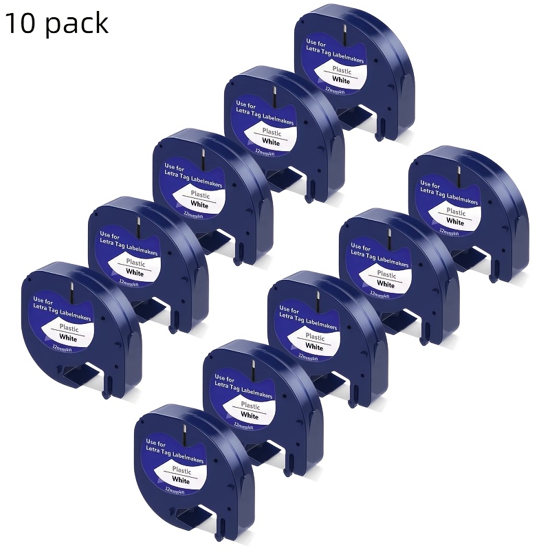 10/20-pack 91331 Plastic Tape Compatible For Refills 12mm X 4m 1/2 Inch X 13 Feet Works For Tag Lt-100h Lt- Label Makers