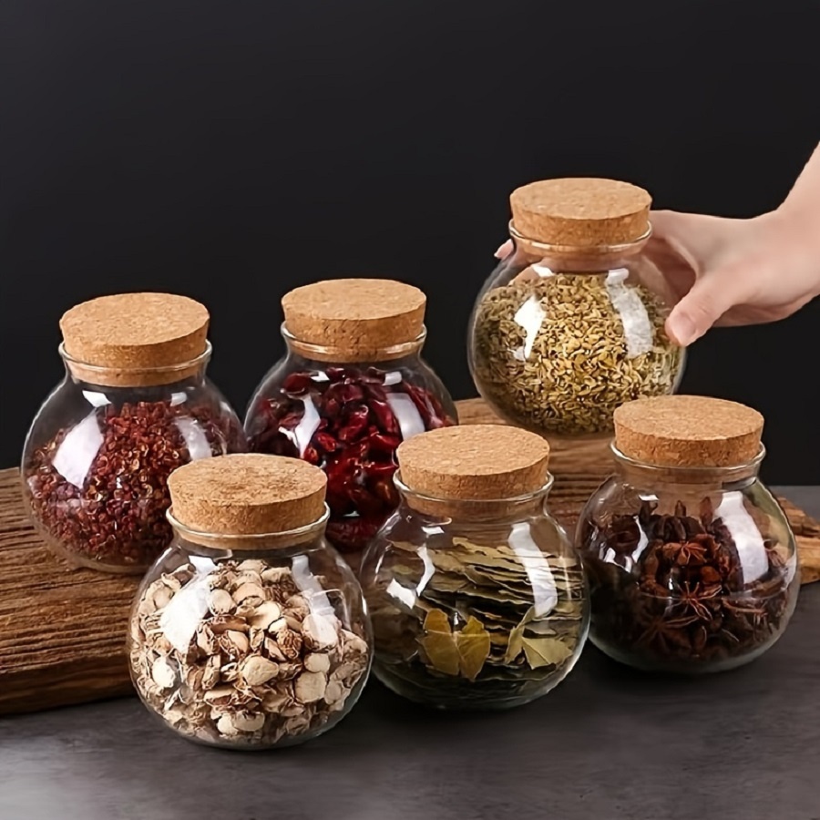 Image of 500ml Transparent Glass Storage Jar, A Round Modern Decorative Small Container Jar, Used For Coffee, Spices, Candies, Salt, , Seasonings, Pepper, Sugar
