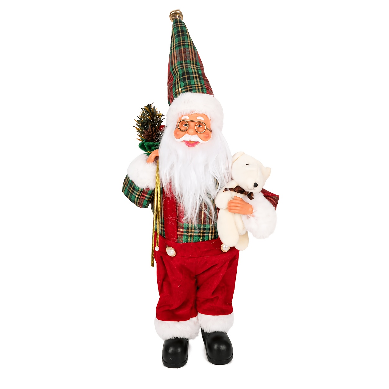 TEMU Standing And Seated Santa Claus Figurine Ornaments Multiple Style Options 15.7 Inch Christmas Holiday Decor With Hat White Bear Tree Pine