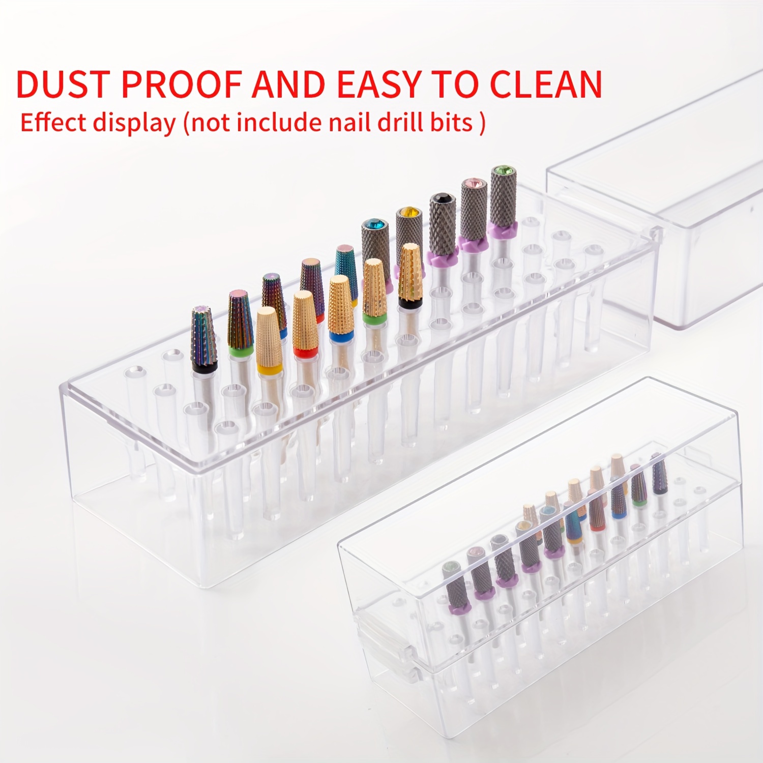 

Clear Plastic Nail Drill Bits Organizer: And Easy To Clean - Effect Display (not Nail Drill Bits)