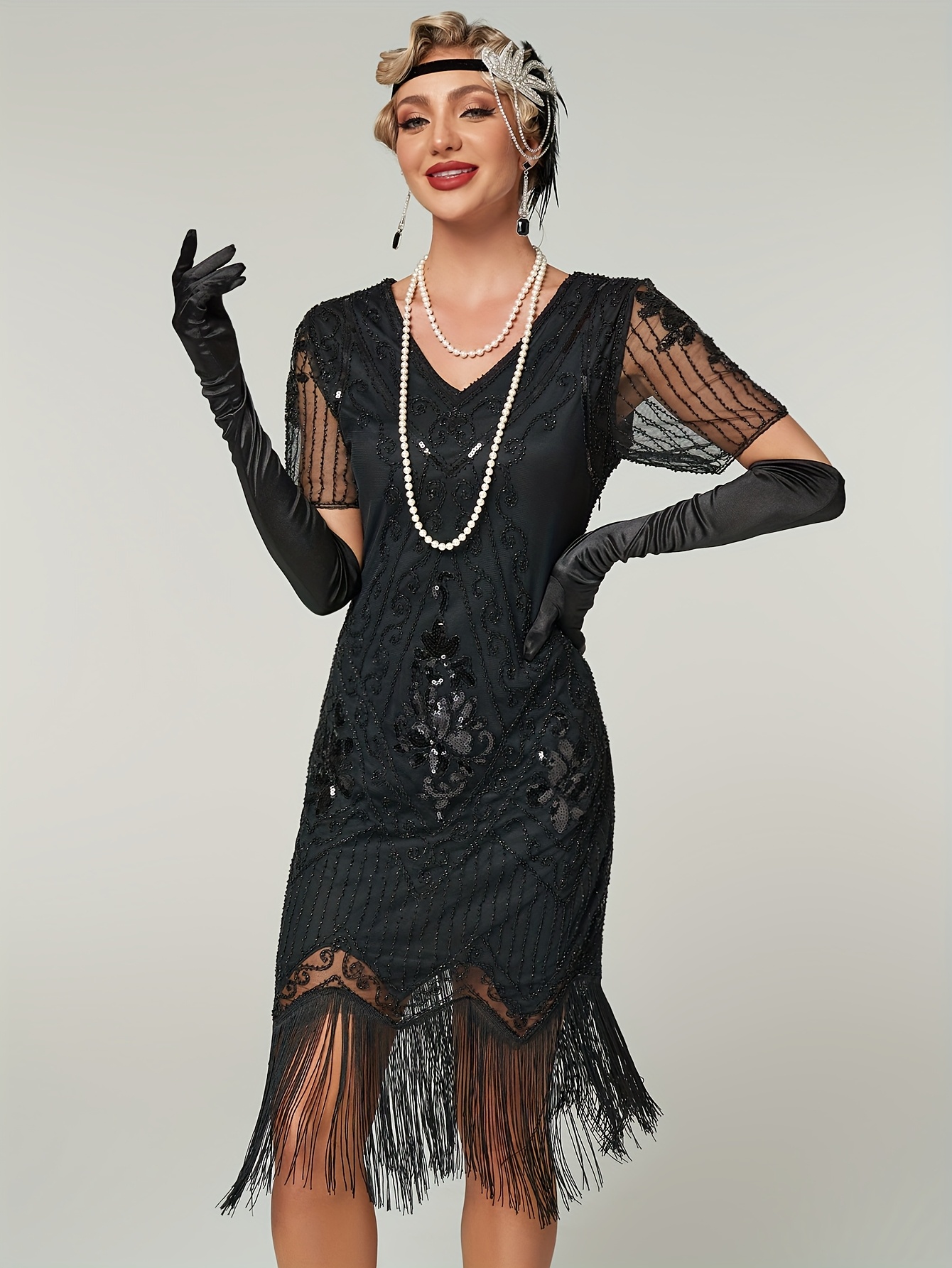 white christmas dresses 1920s Blue Evelyn Plus Size Gatsby Dress – Flapper Boutique