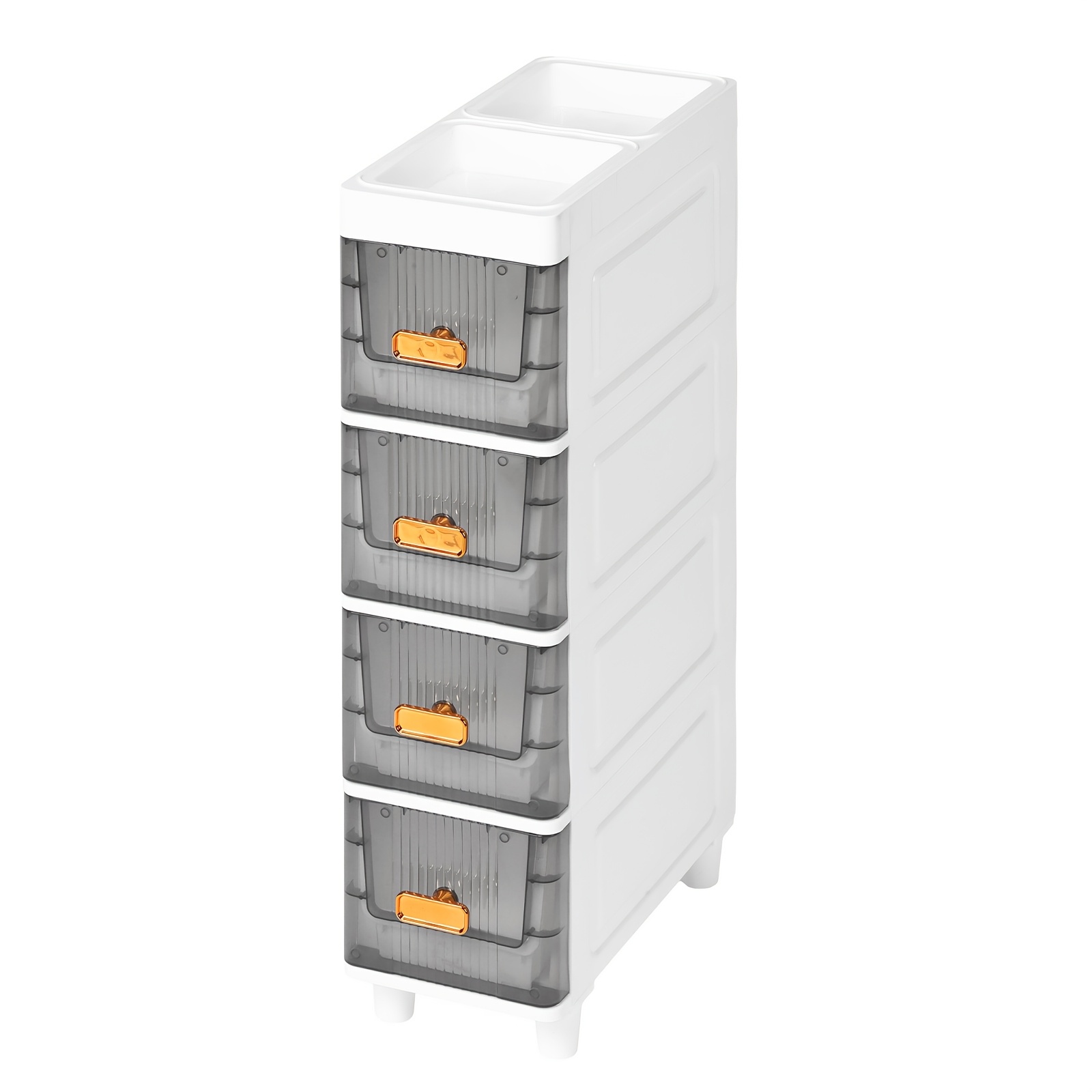 4 Tier Slim Bathroom Storage Cabinet Translucent Grey And 18cm Slim Width No Floor Space, Large Capacity Classified Storage For Toilet Paper Towels Toiletries, For Bathroom Bedroom Toilet Side