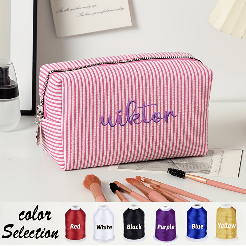 TEMU Custom Embroidered Organza Makeup Bag, Bridesmaid Makeup Bag, Portable Travel Toiletry Bag, Skincare Storage Bag, Personalized Bridesmaid Gift,