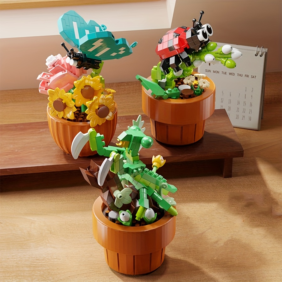 Insect Flower Building Blocks Home Office Decoration Christmas Gift