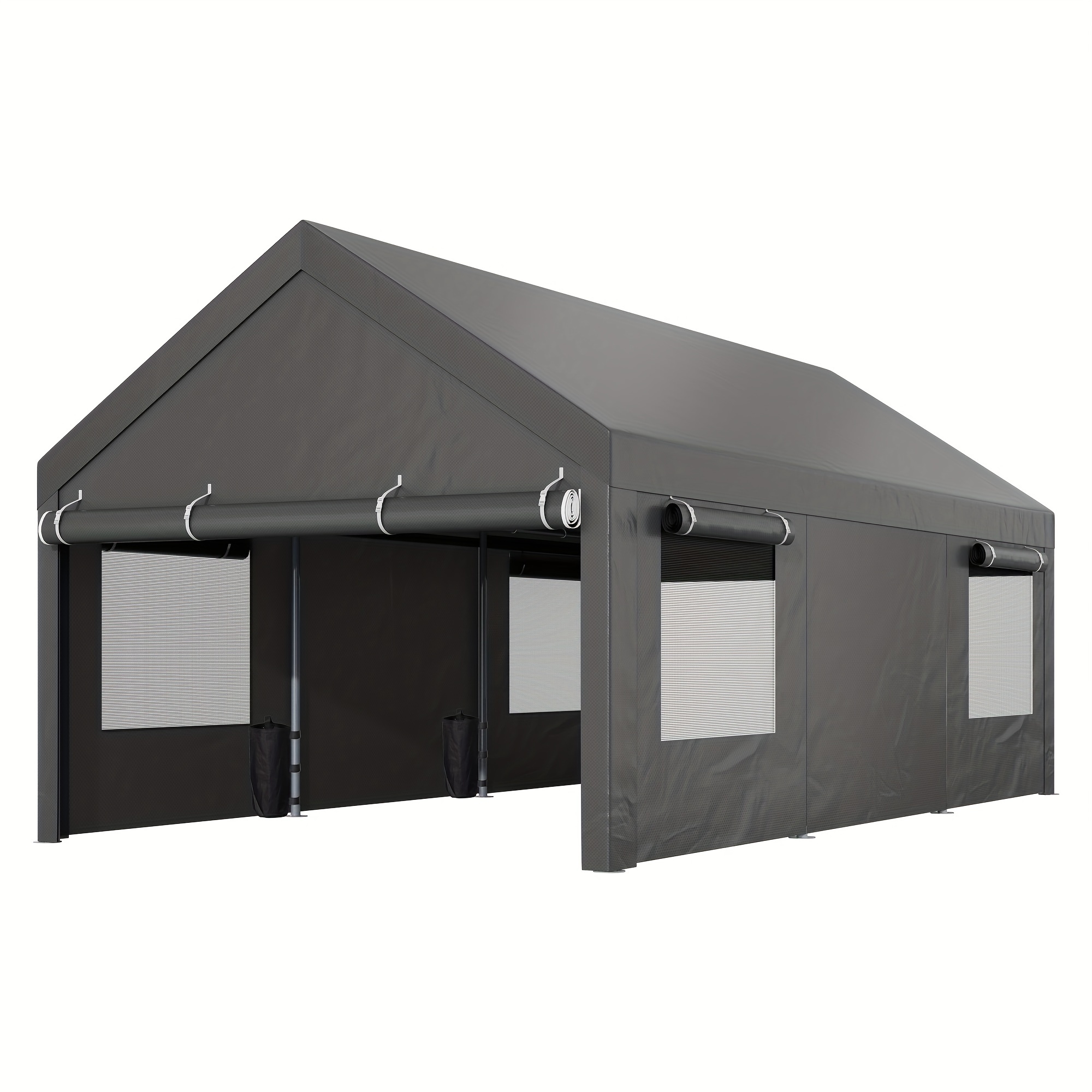 

Jamfly 10x20ft/12x20ft Heavy Duty Carport With Sandbag, Portable Garage With Removable Sidewalls, Doors And Ventilated Windows, Uv Resistant Waterproof Carport Canopy For Outdoor