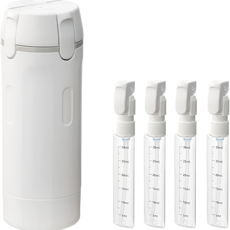 E-shop 4-in-1 auslaufsicheres Reise-Spender-Flaschen-Set | Nachfüllbare runde Kunststoffbehälter für Shampoo, Spülung, Duschgel & Lotion – Kompaktes