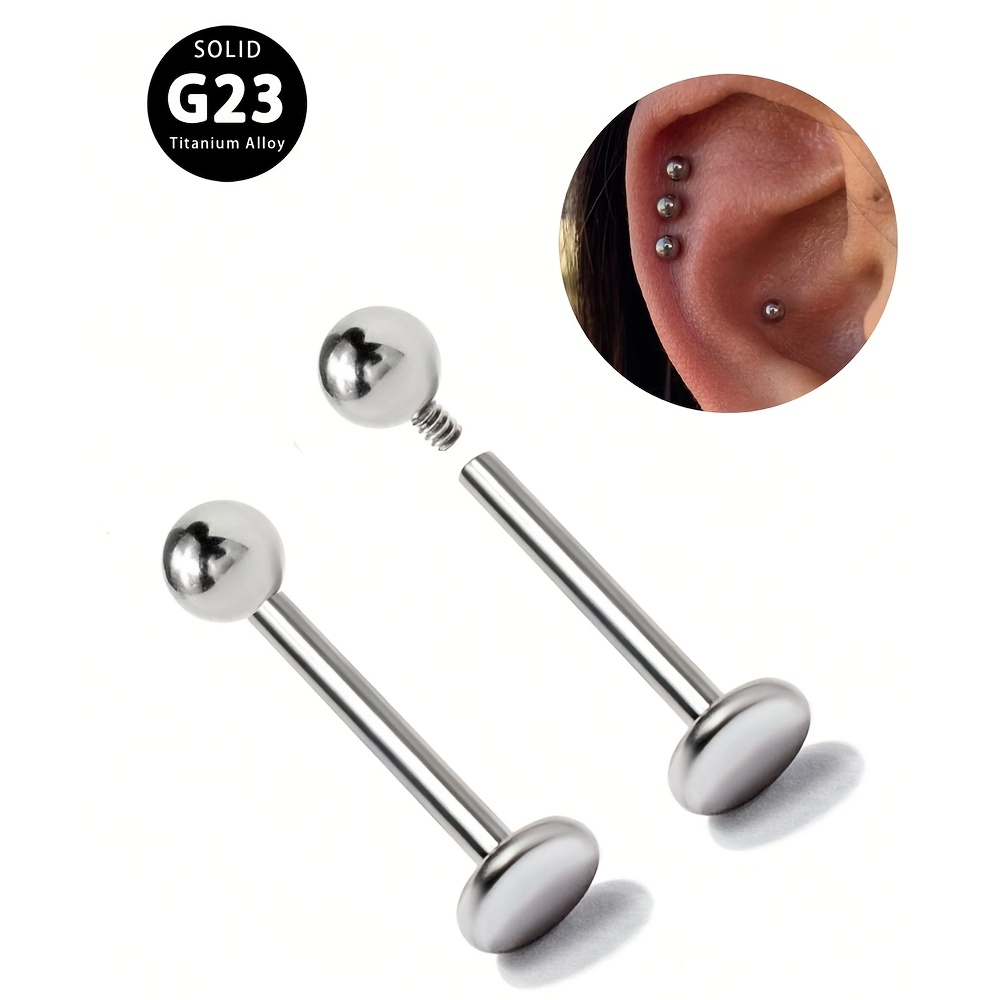 TEMU 2pcs Minimalist G23 Titanium Ball Nose Stud/cartilage Earring - 16g Versatile Piercing Jewelry, Suitable For Men And Women' Wear