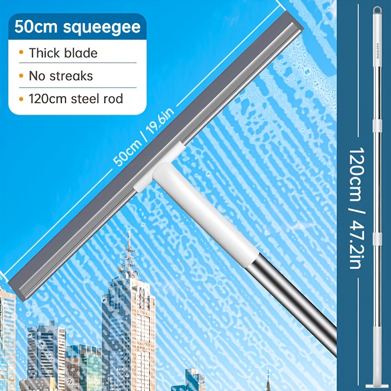 TEMU 1pc, Wiper With Rod, Detachable, Handheld Glass Scraper, Household Cleaning Scraper, Window Glass Mirror Scraper, Multifunctional Bathroom