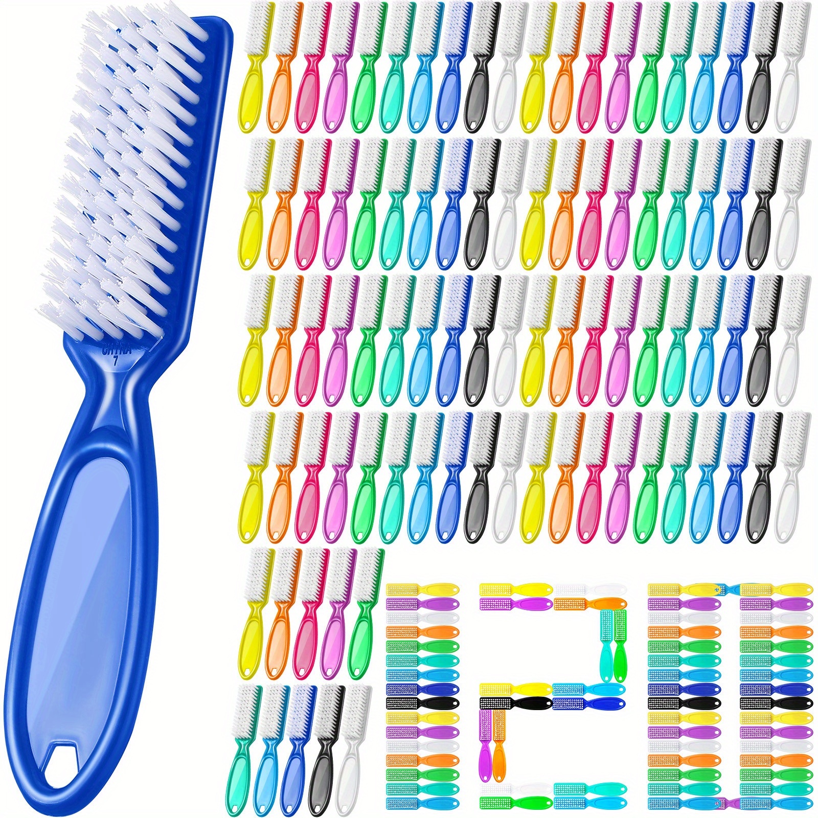 TEMU 120pcs Handle Grip Nail Brush For Cleaning Cleaner Scrub Brush Bulk Hand Cleaning Brushes Soft Stiff Bristles Pedicure Manicure Tools For Nail And Toe (cute Color)