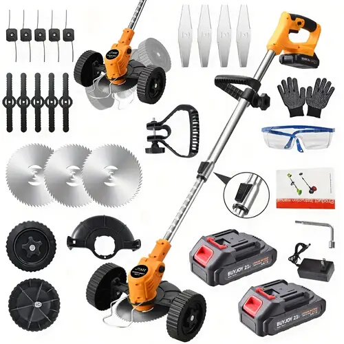 the 2025 new wireless electric lawn mower is a portable multifunctional lawn mower with 4 types of blades and 2 large capacity batteries many free gifts are suitable for lawns courtyards gardens and for fathers and husbands