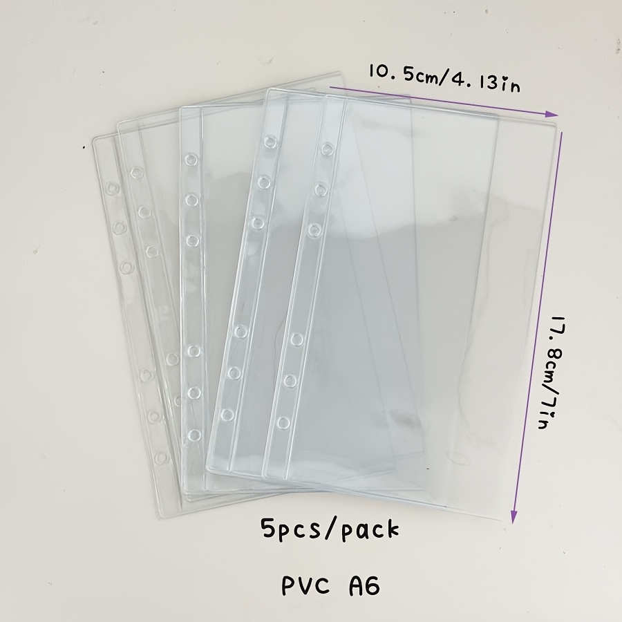 TEMU 5 Stk. A5/A6/A7 Aufbewahrungsbeutel für Ordner aus mattiertem PVC, PP-Organizer-Halter für Tickets/Geldringe, Aufkleberbeutel