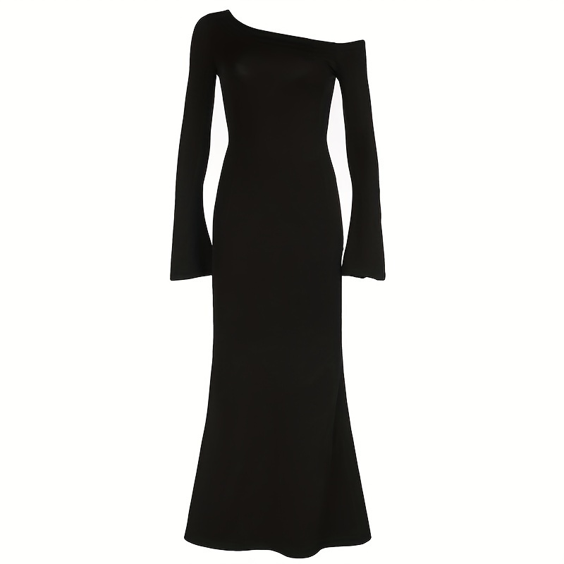 knee length dresses for ladies One Step Ahead Black Long Sleeve Backless Fishtail Maxi Dress  Club L  London