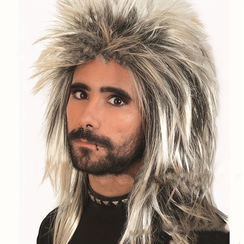 

1pc Fluffy Hair Cosplay Wig, Men's Punk Style Wig